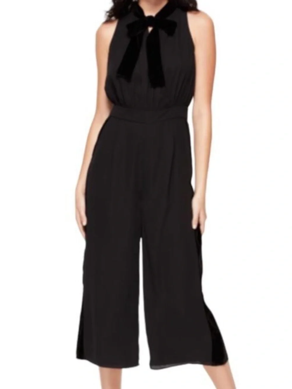 KATE SPADE Sleeveless Bow-Tie Wide-Leg Jumpsuit in Black NWT SIZE 10